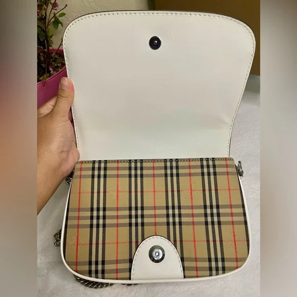 Like New Burberry Calfskin 1983 Knight Check Link Shoulder Bag - Picture 9 of 14